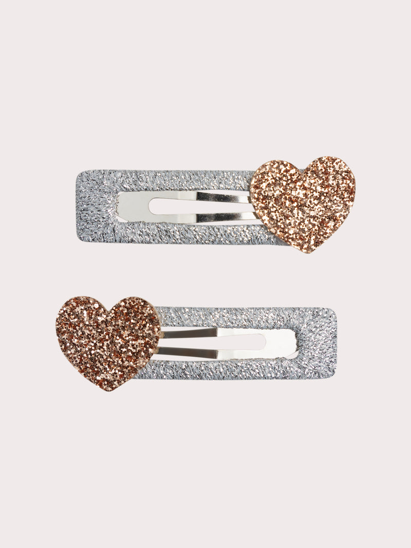 Lot de 2 barrettes avec animation 3D cœur pour fille