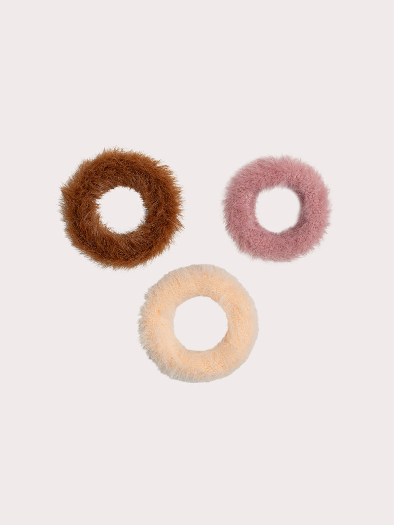 Set aus 3 Haargummis aus flauschigem Netz für Mädchen
