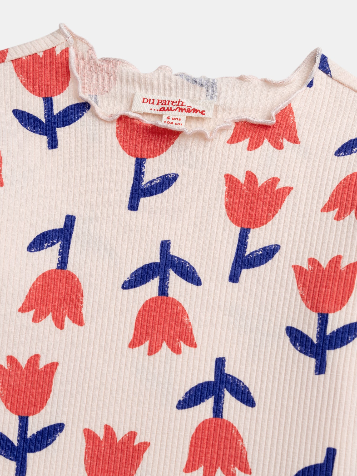 Langarmshirt mit Rippstruktur und Mohnblumenprint für Mädchen