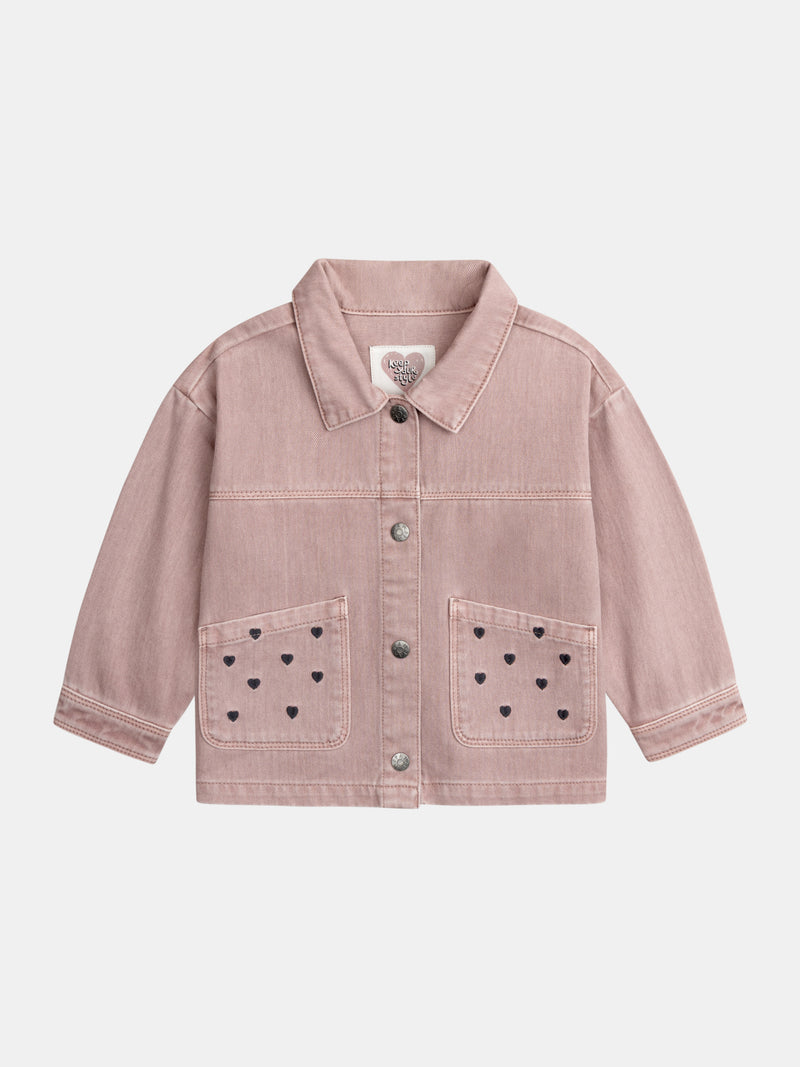 Rosa Jacke mit Herzstickerei für Mädchen
