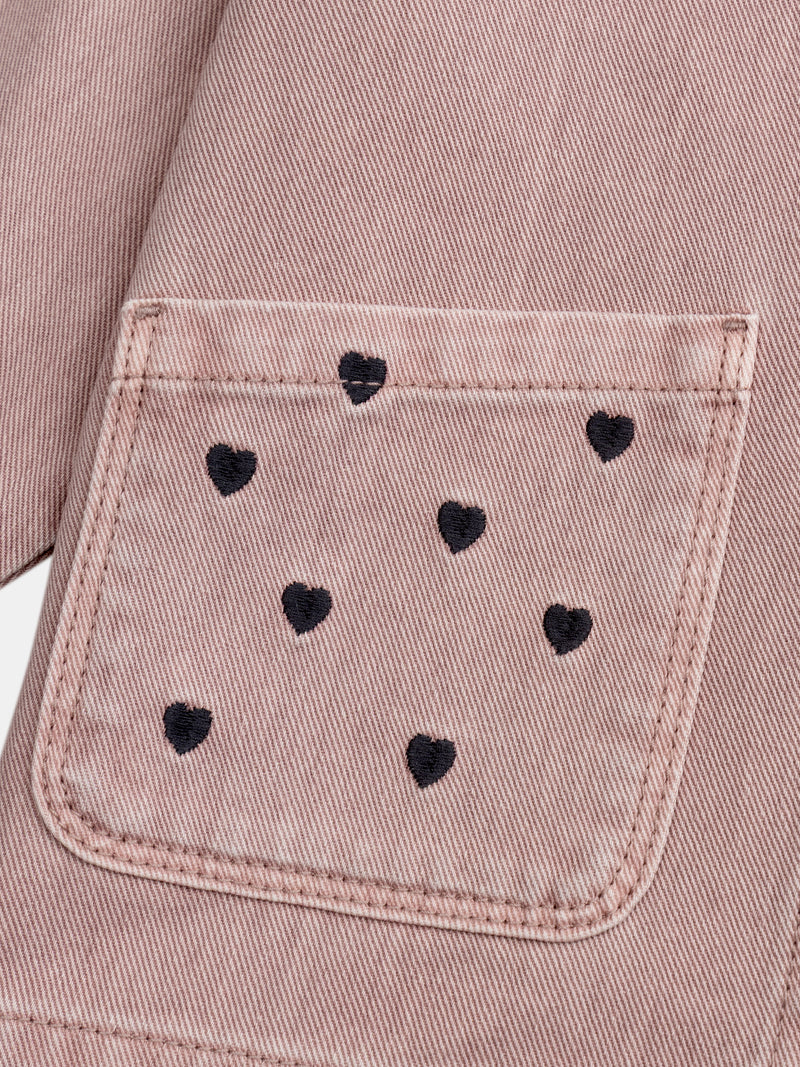 Rosa Jacke mit Herzstickerei für Mädchen