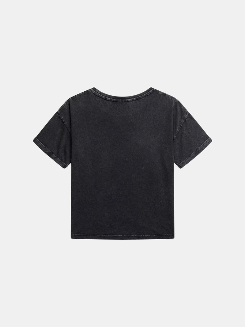 Dunkelgraues T-Shirt mit Einhornanimation für Mädchen