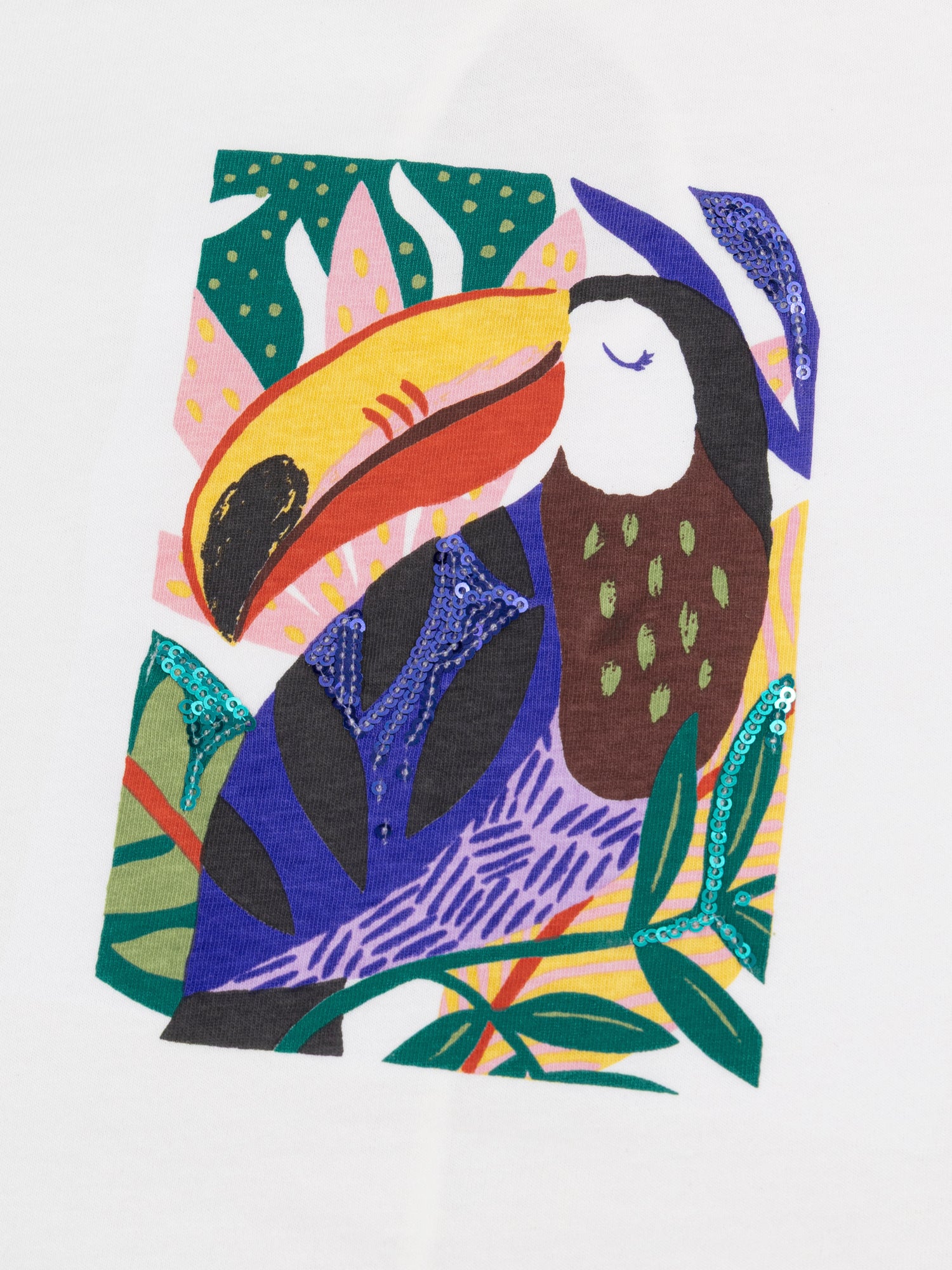 Ecru-T-Shirt mit Toucan-Animation für Mädchen