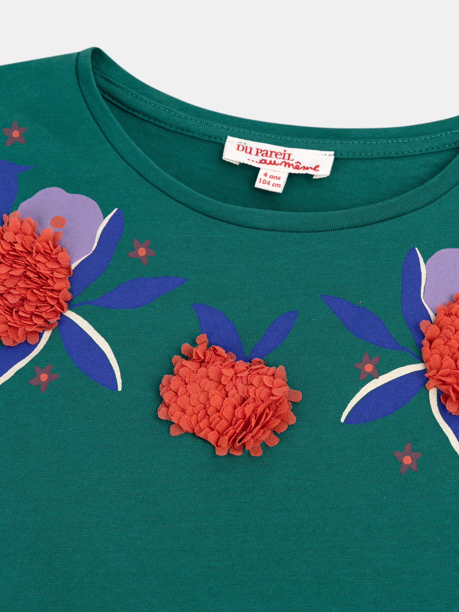 Grünes T-Shirt mit floralem Motiv für Mädchen