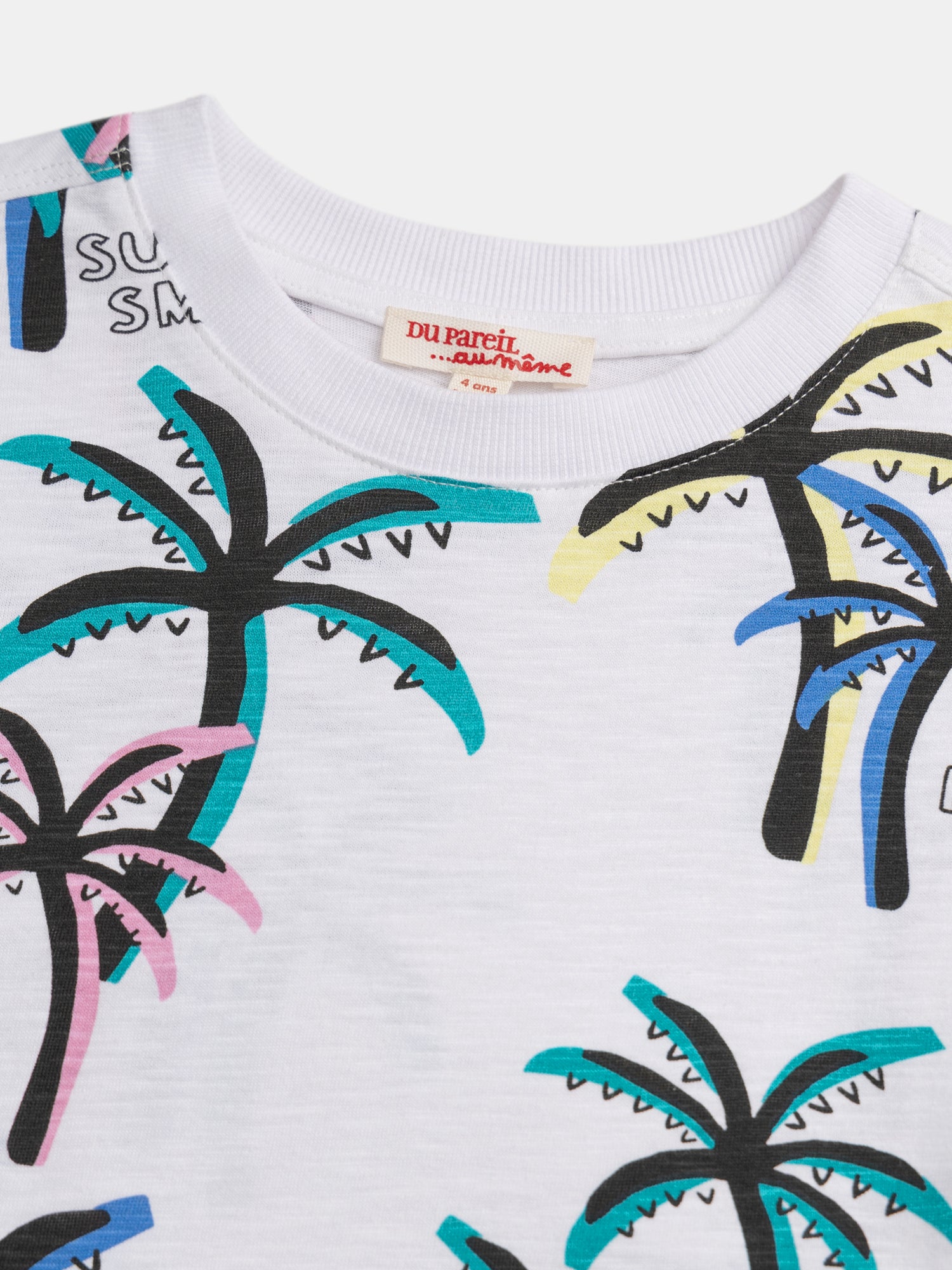 T-shirt blanc imprimé palmiers pour garçon