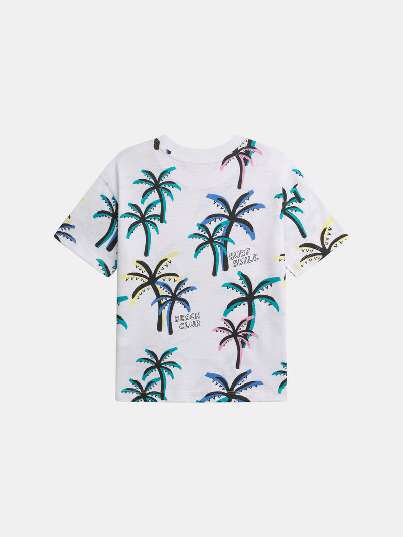 Weißes T-Shirt mit Palmenmotiv für Jungen