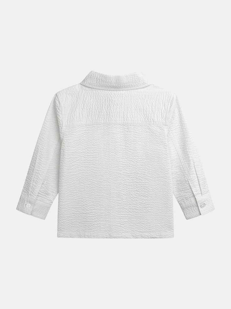 Chemise blanc cassé texturée à poches pour garçon