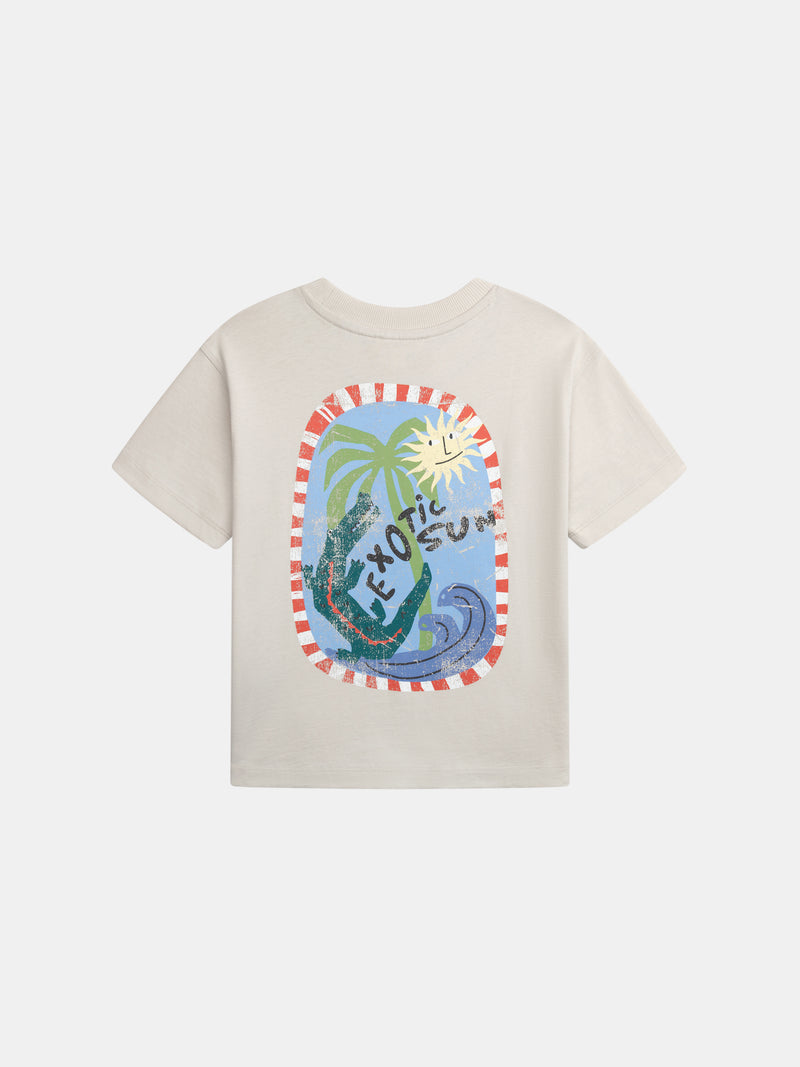 Beige T-Shirt mit "Exotic Sun"-Animation für Jungen