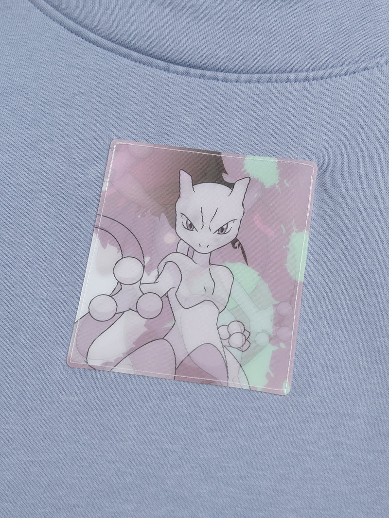 Blauer Sweatshirt mit Pokémon Mewtwo Abzeichen
