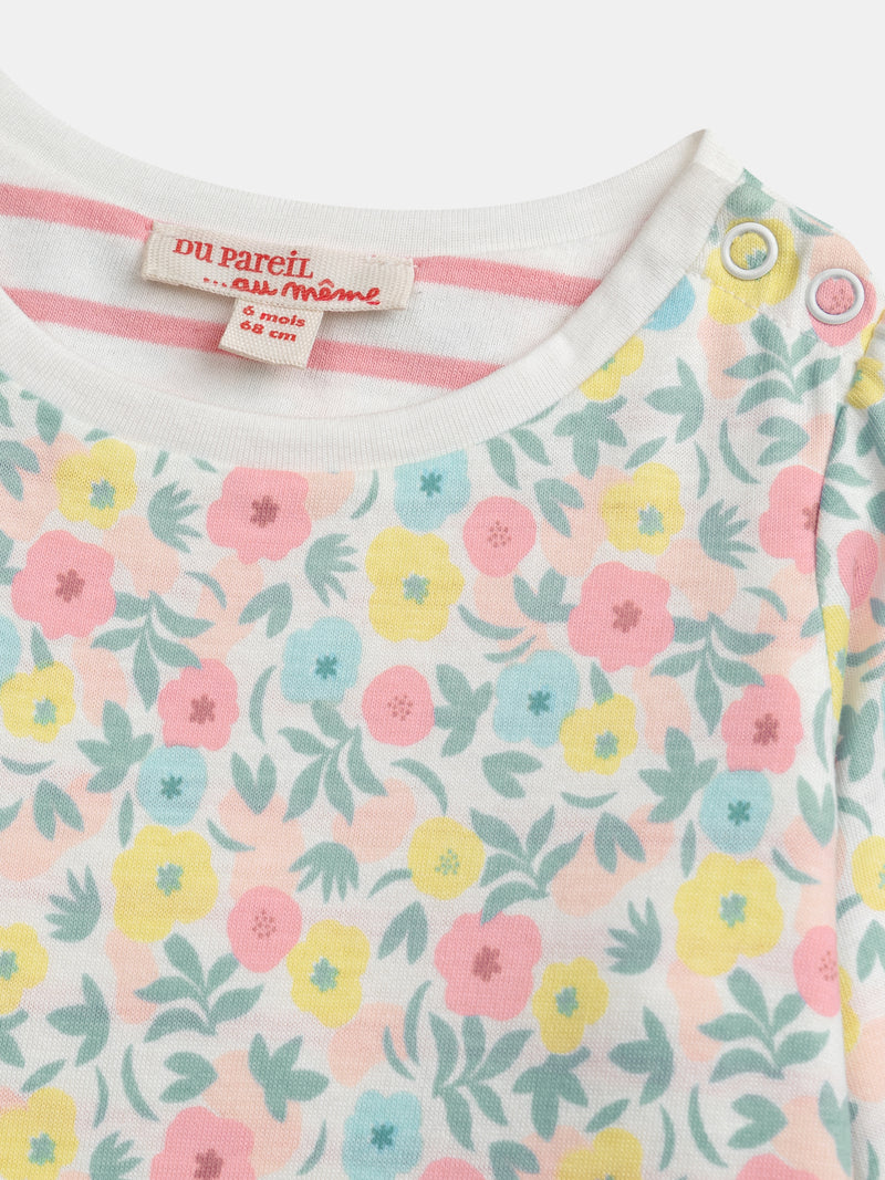 Umkehrbares T-Shirt mit Pastellblumenmotiv für Baby-Mädchen