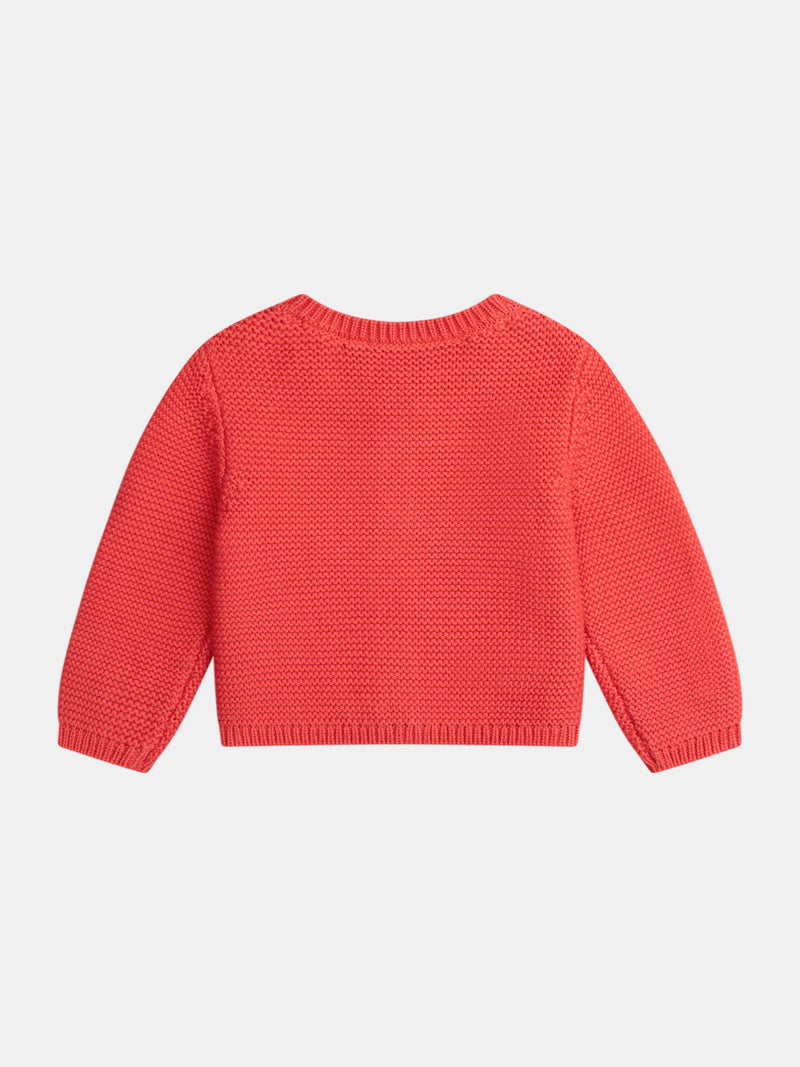 Wassermelonen-Strickjacke mit Herz-Taschen für Baby-Mädchen