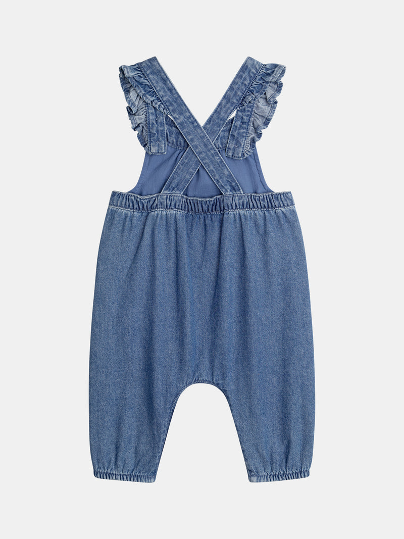 Denim-Overalls mit bestickten Herz-Taschen für Mädchen