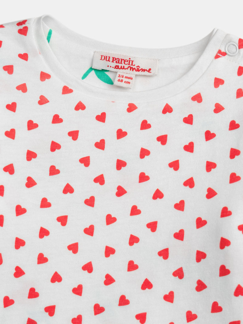 Reversibles Langarm T-Shirt mit Herzmuster für Mädchen