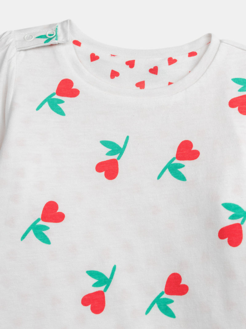 Reversibles Langarm T-Shirt mit Herzmuster für Mädchen