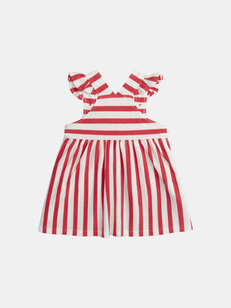 Rot-weiß gestreiftes Kleid mit Herz-Taschen für Baby Mädchen