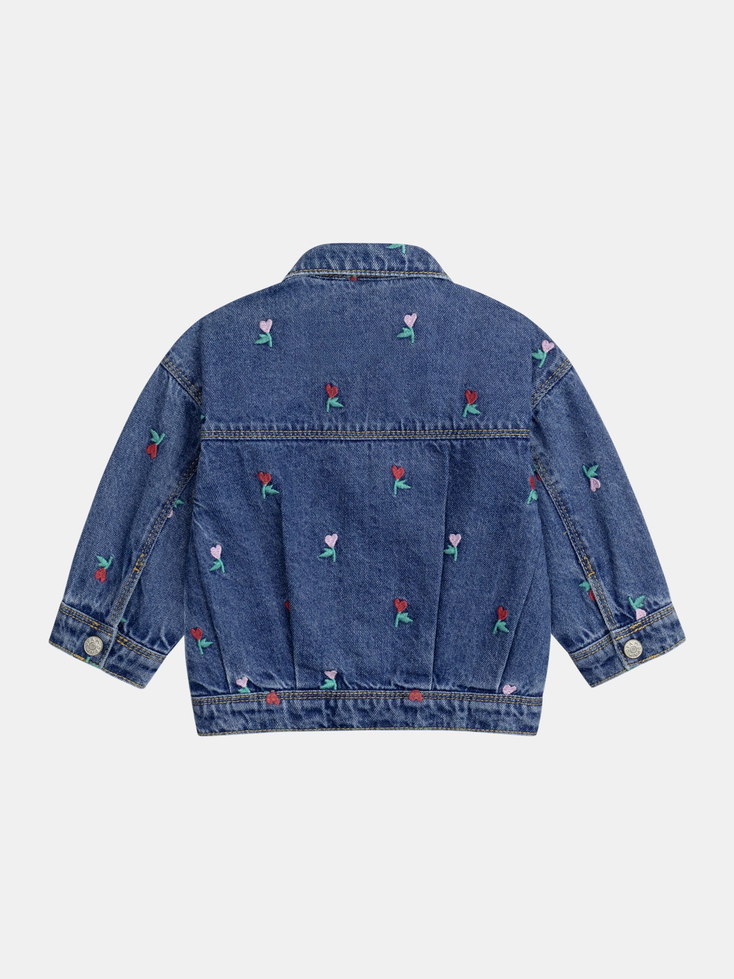 Veste en jean à volant avec broderies fleur-cœurs pour bébé fille