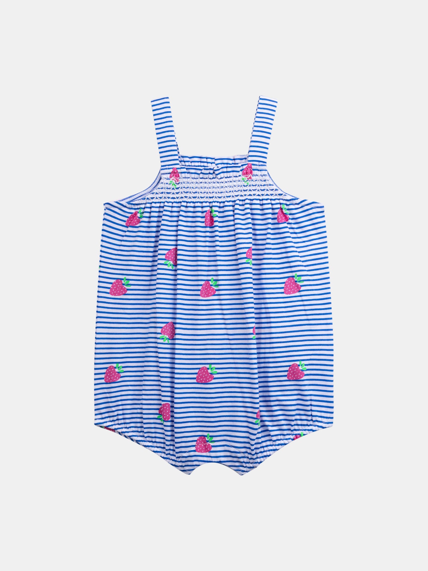 Barboteuse bleu et blanc à rayures et imprimé fraises Bleu et blanc pour bébé fille