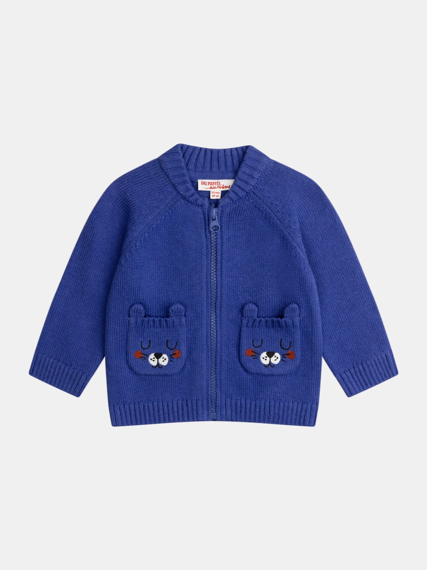 Gilet en maille bleu tigre pour bébé garçon