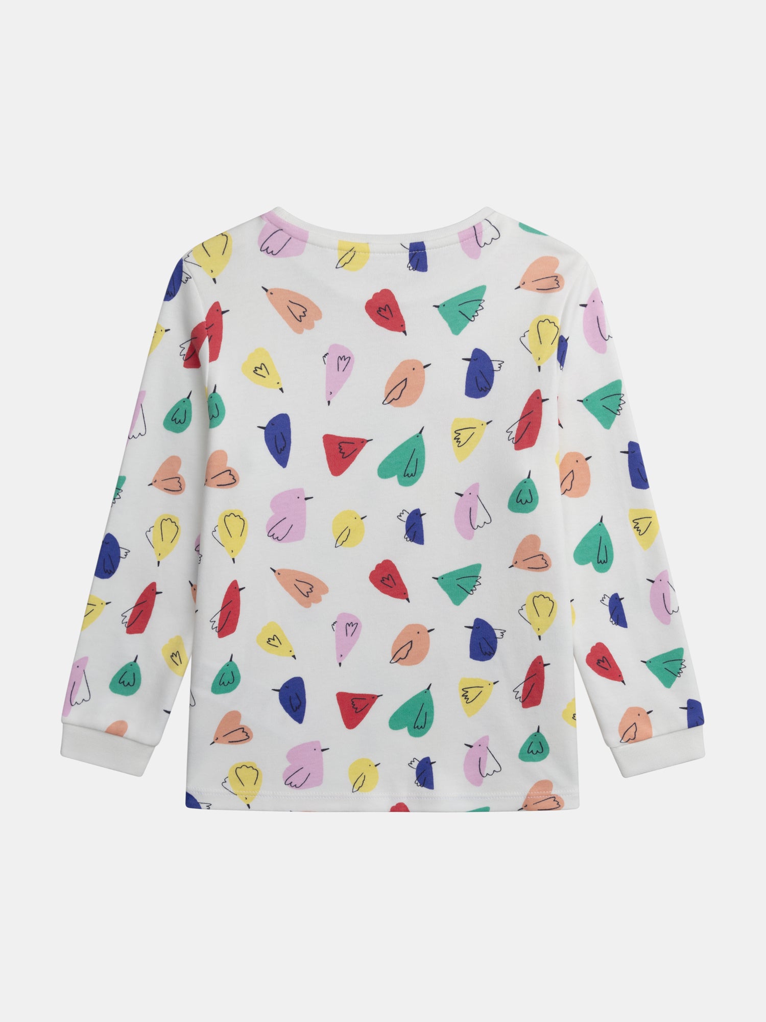 Weißer Pyjama mit Allover-Druck von Vögeln für Mädchen