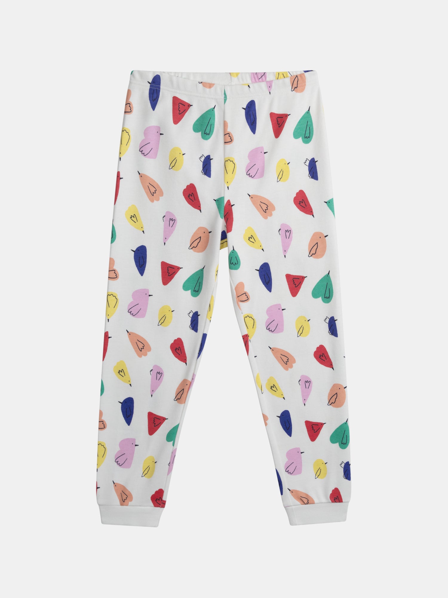 Weißer Pyjama mit Allover-Druck von Vögeln für Mädchen