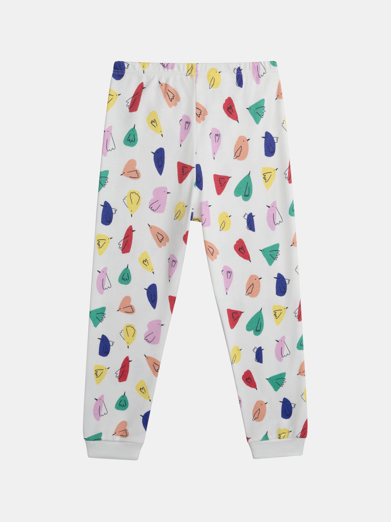 Weißer Pyjama mit Allover-Druck von Vögeln für Mädchen