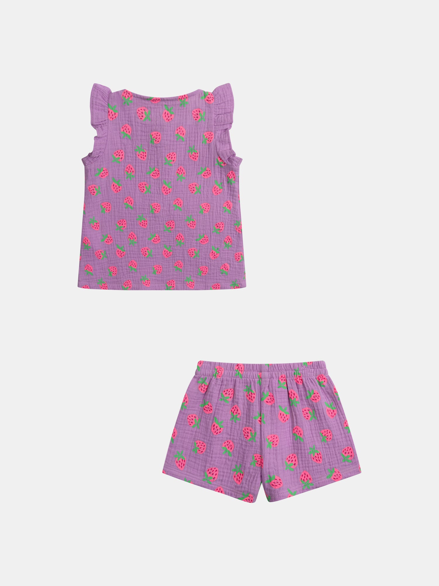 Pyjama court violet imprimé "Fraises Gourmandes" pour enfant fille