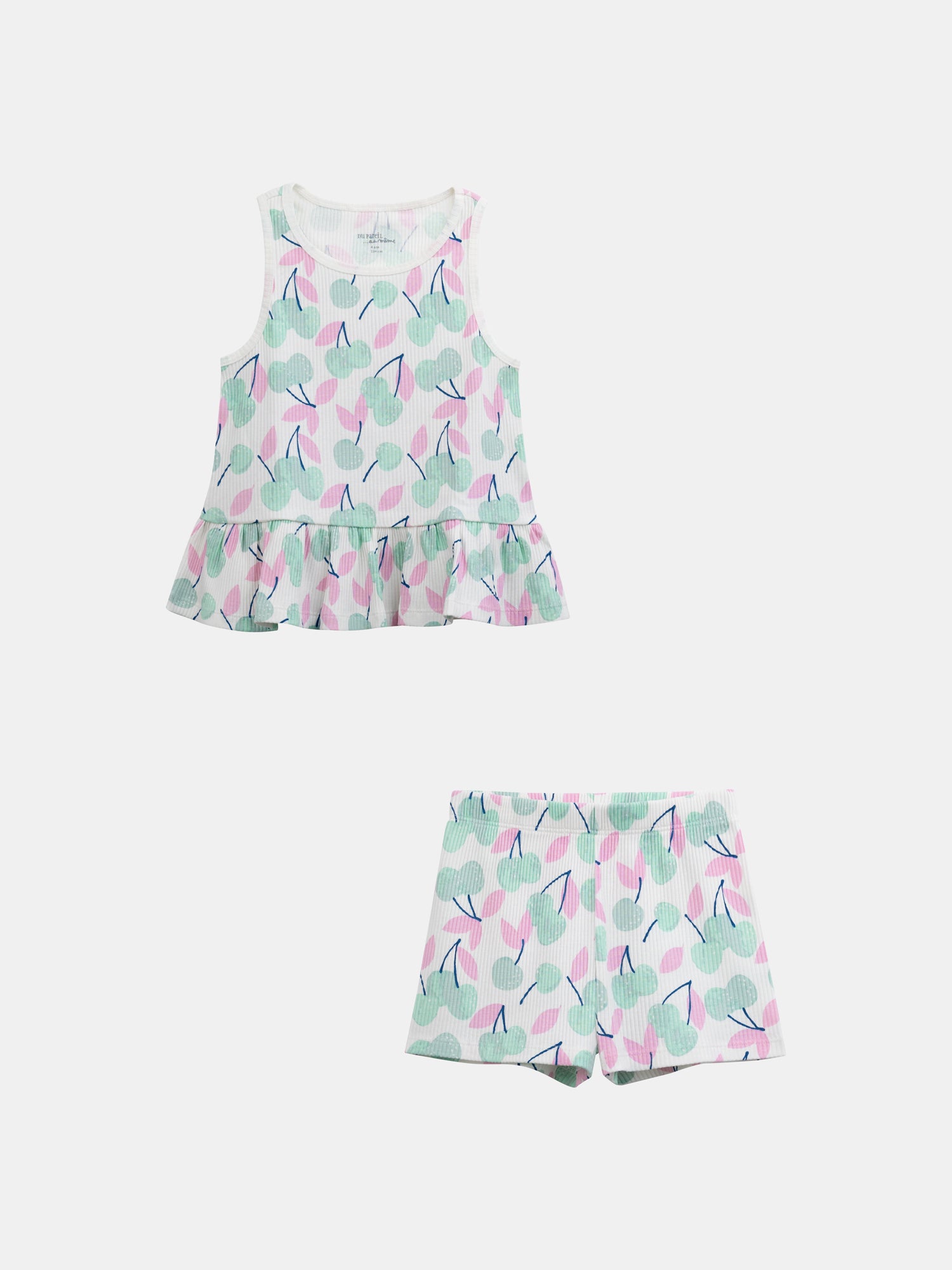 Kurzer Pyjama mit Trägertop und "Pastellkirschen"-Druck für Mädchen