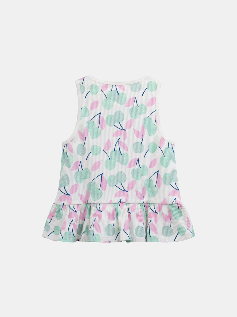 Kurzer Pyjama mit Trägertop und "Pastellkirschen"-Druck für Mädchen