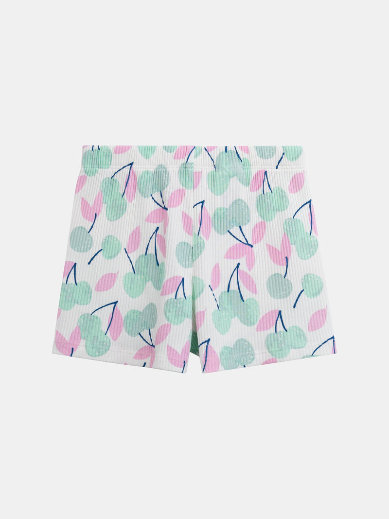 Kurzer Pyjama mit Trägertop und "Pastellkirschen"-Druck für Mädchen