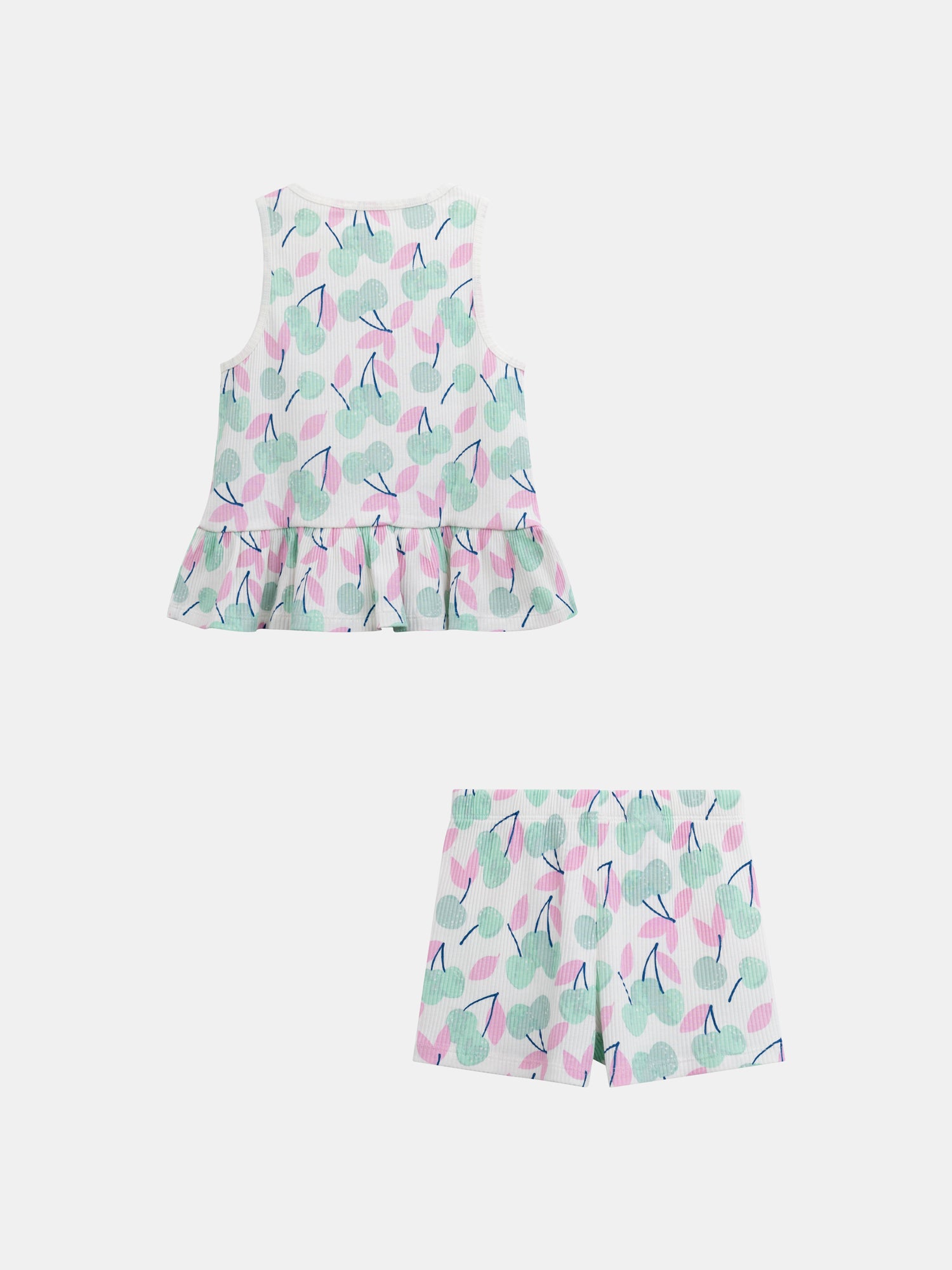 Kurzer Pyjama mit Trägertop und "Pastellkirschen"-Druck für Mädchen