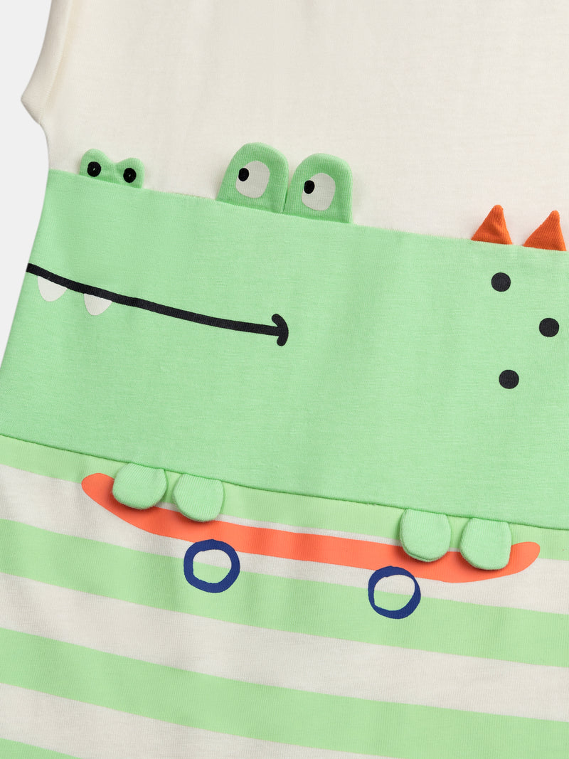 Schlafanzug mit "Skateboard-Krokodil"-Motiv für Baby Jungen