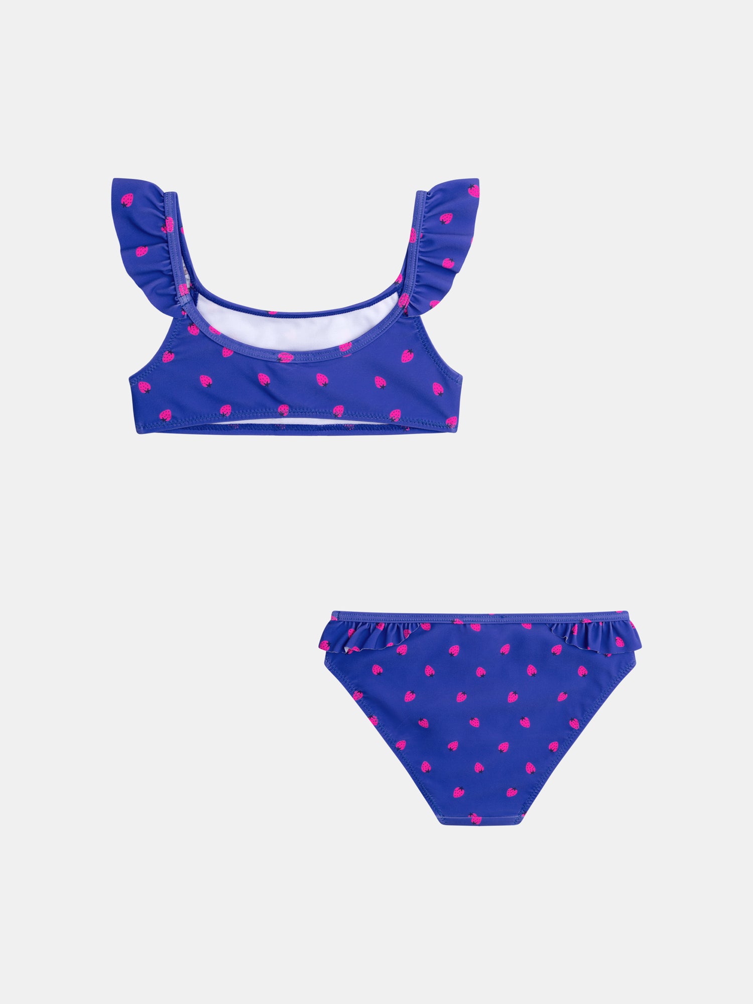 Maillot de bain bleu 2 pièces imprimé fraise pour fille
