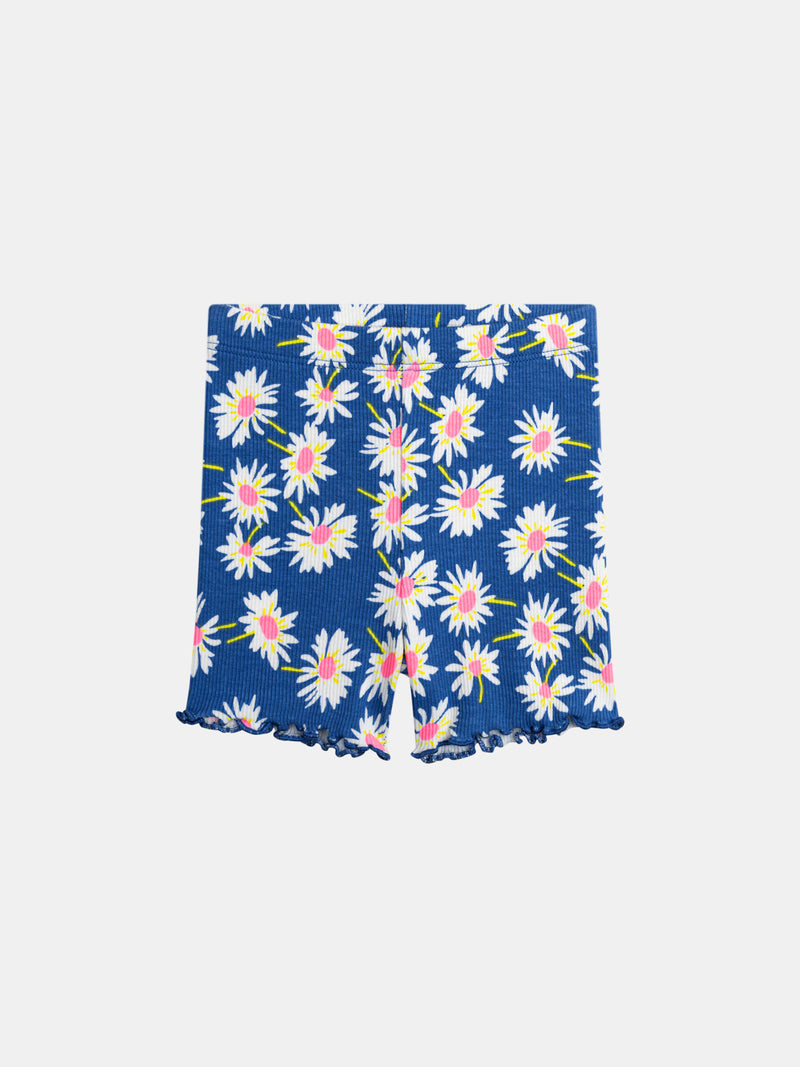 Cycliste bleu à fleurs pour bébé fille