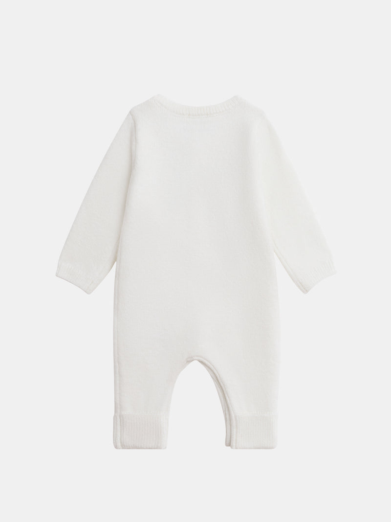Combinaison de naissance mixte en tricot et broderie chat