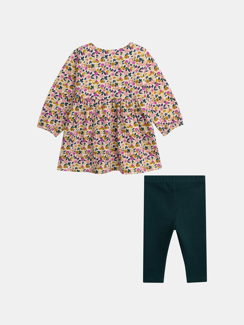 Bedrucktes Kleid und Leggings "Wild Campus" Set für Mädchen