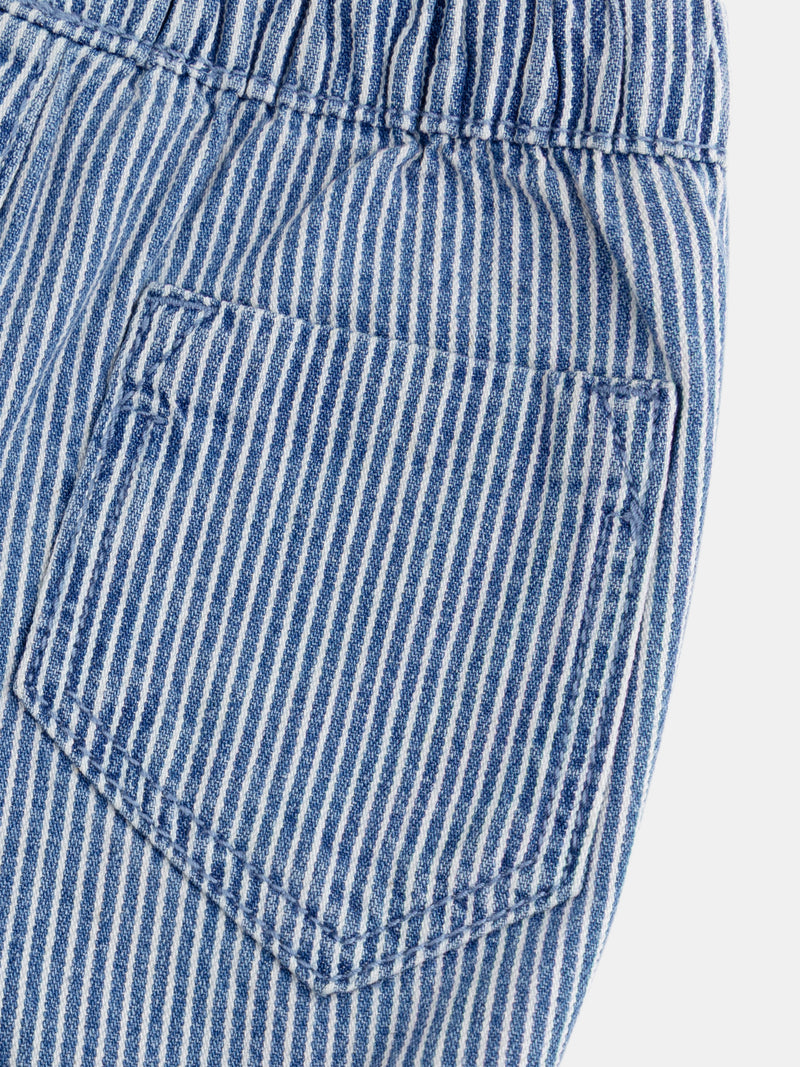 Gestreifter Denim-Shorts "Play" Blau und Ecru für Jungen