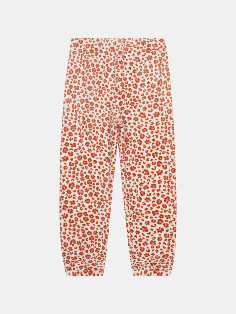Pyjama écru et rose en velours "Cat Yoga Team" pour enfant fille