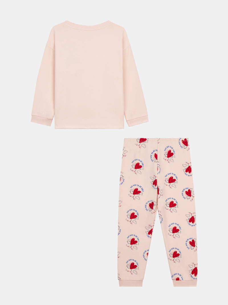 Rosa Fleece-Pyjama "My Heart Beats for Riding" für Mädchen