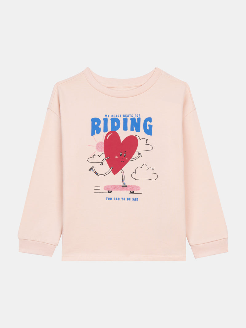 Rosa Fleece-Pyjama "My Heart Beats for Riding" für Mädchen