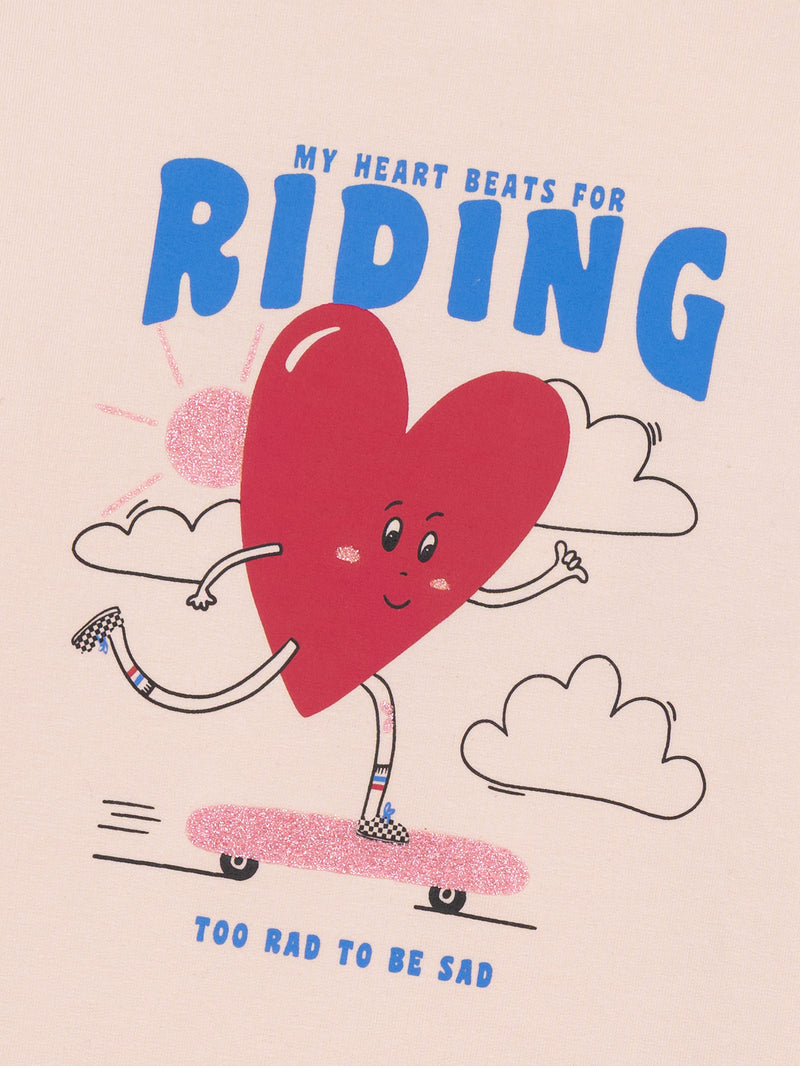 Rosa Fleece-Pyjama "My Heart Beats for Riding" für Mädchen