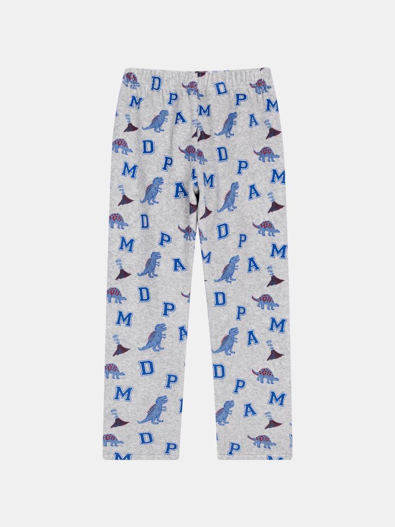 Pyjama 2 pièces en velours gris chiné "DPAM Dinosaures" pour enfant garçon