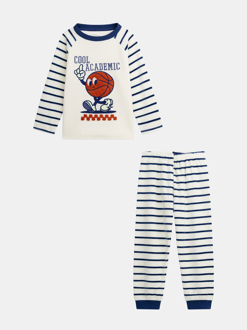 2-teiliges phosphoreszierendes Velours-Pyjama "Cool Academic" für Jungen