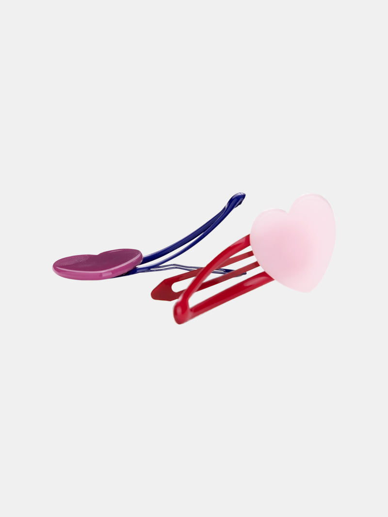 Lot de 4 barrettes multicolors et coeurs pour fille