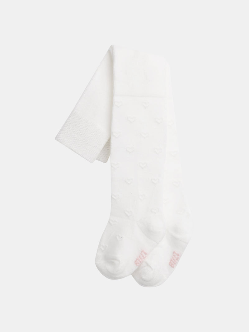 Ecru Strumpfhose mit offenen Herzchen für Mädchen