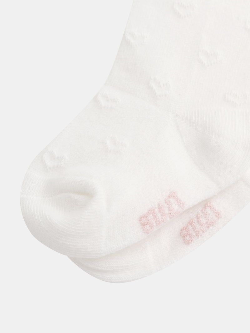 Ecru Strumpfhose mit offenen Herzchen für Mädchen