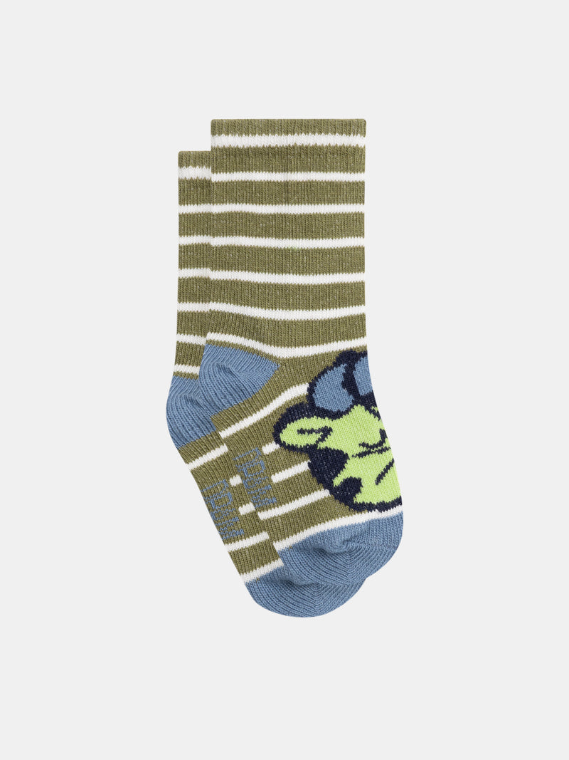 Socken mit bunten Streifen und Tiermotiven für Baby-Jungen