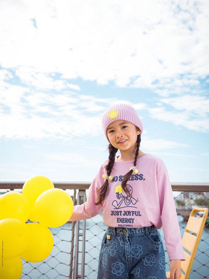 Rosa Langarm-T-Shirt mit SMILEYWORLD-Druck für Mädchen