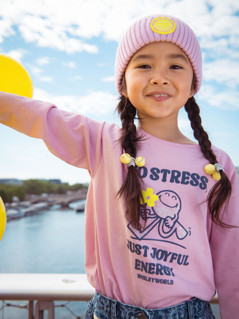 Rosa Langarm-T-Shirt mit SMILEYWORLD-Druck für Mädchen