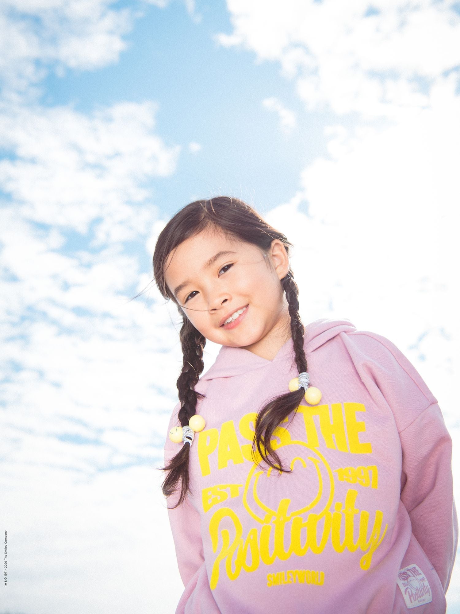 Rosa Hoodie mit SMILEYWORLD Druck für Mädchen