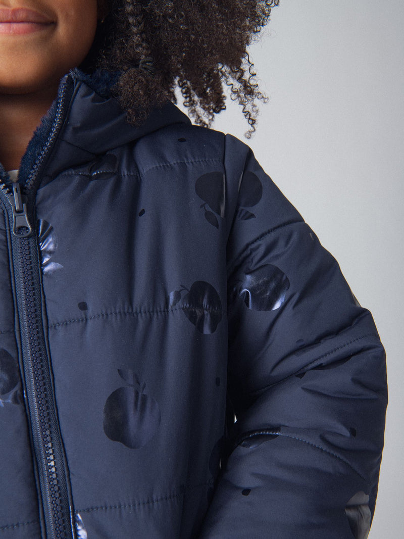Umkehrbare Parka mit Äpfelprint für Mädchen
